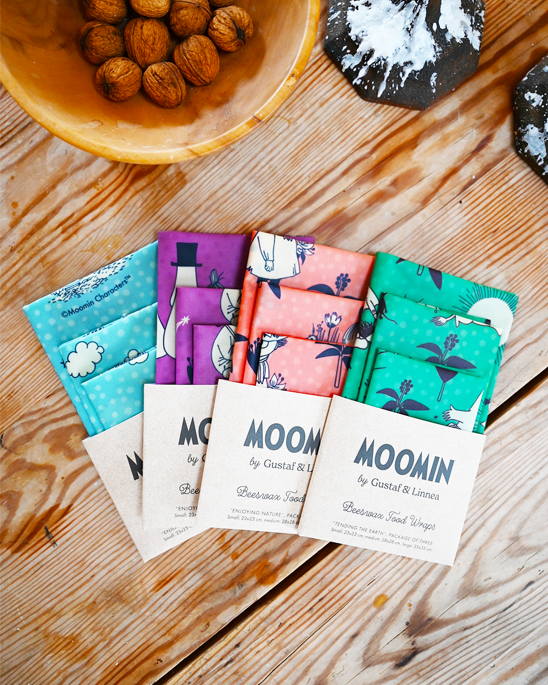 Bivaxdukar 3-p Moomin "Enjoying nature" - Naturboden