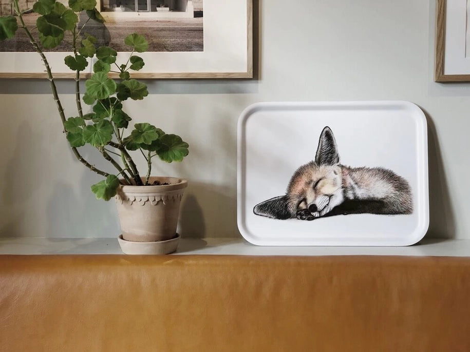 Bricka - Räv 27 x 20 cm - Naturboden