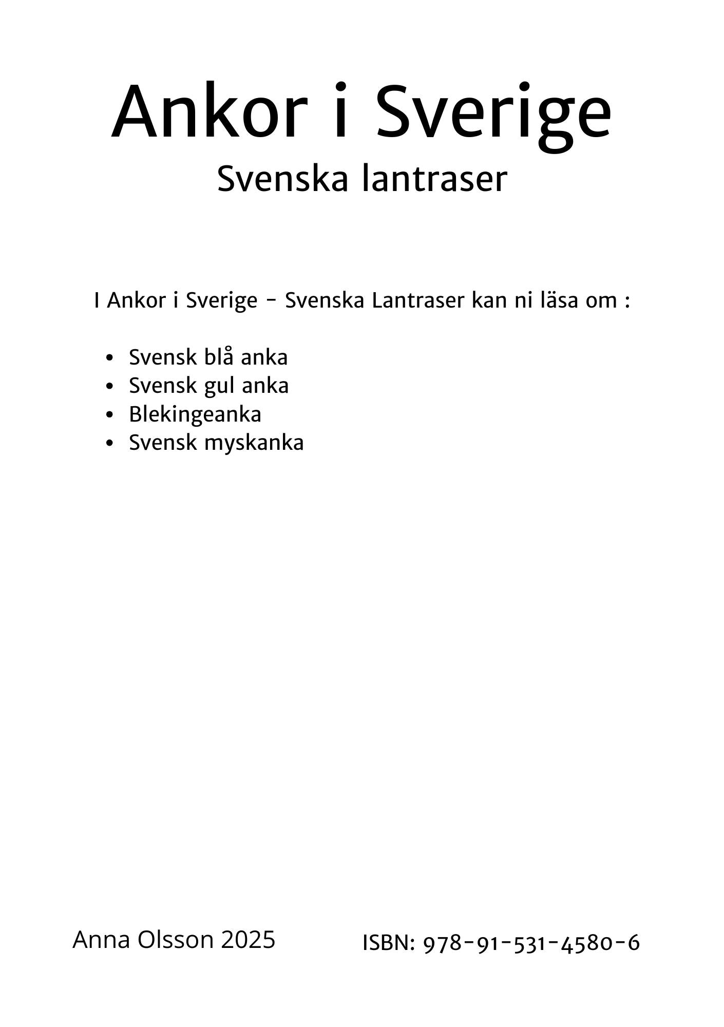 Baksida omslag E-bok Svenska lantraser, Ankor i Sverige - Naturboden