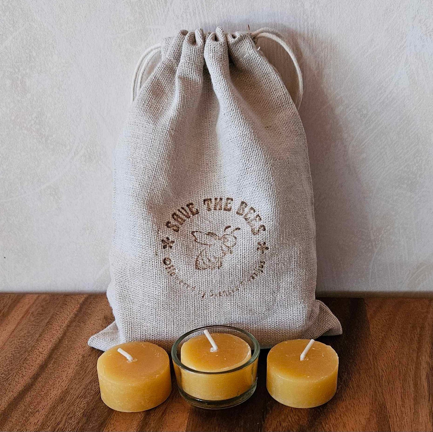 Värmeljus av bivax - i Tygpåse - Naturboden