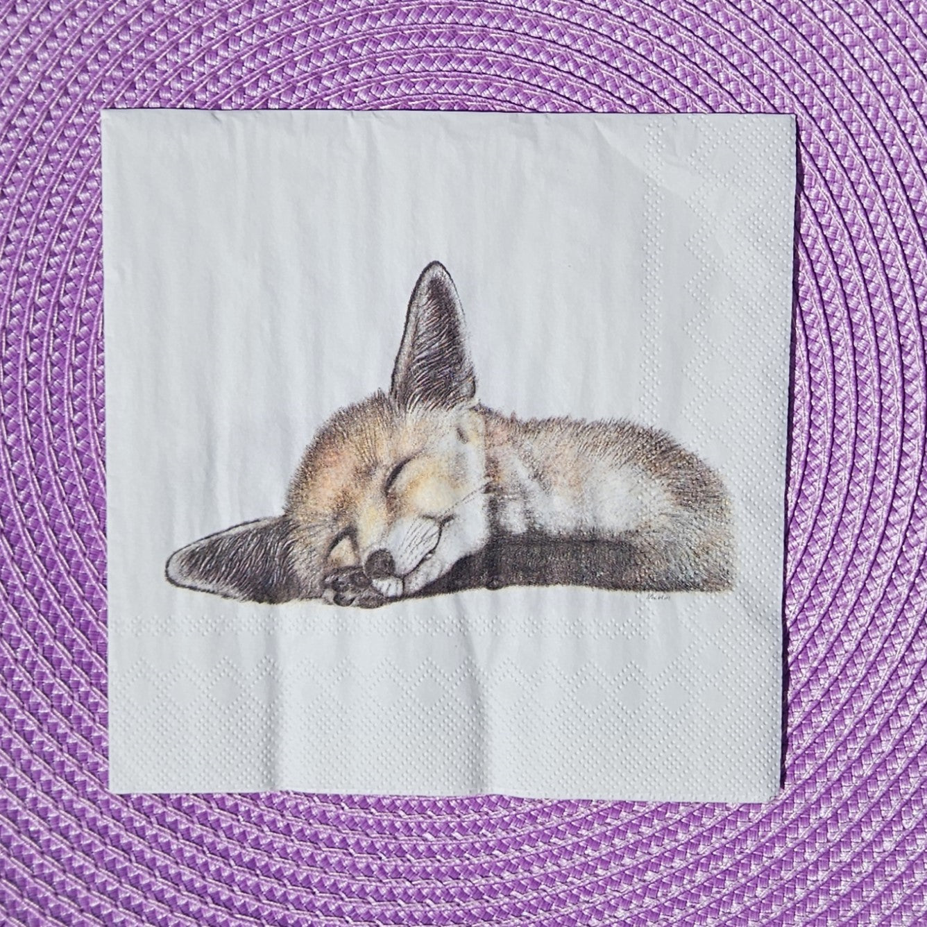 Servetter med sovande räven Felix - Naturboden