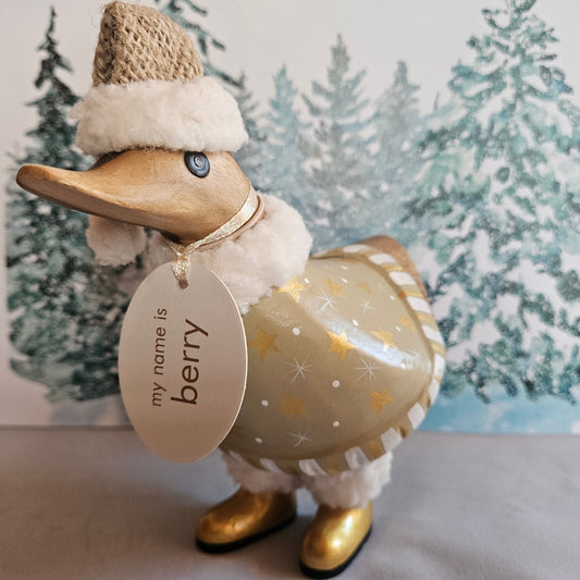 Berry julanka i bambu med vinter bakgrund - Naturboden