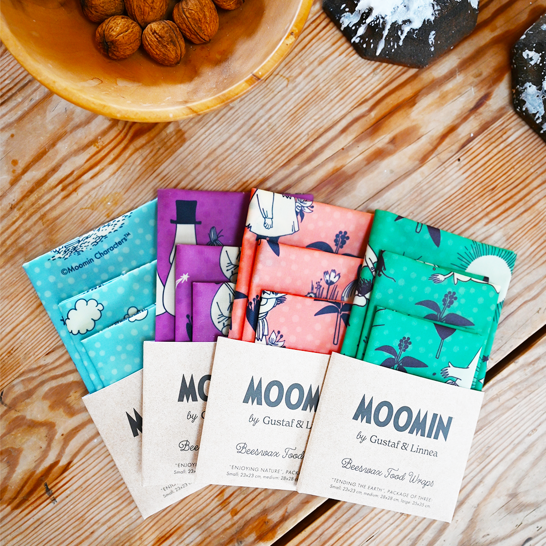 Bivaxdukar 3-p Moomin alla motiv - Naturboden