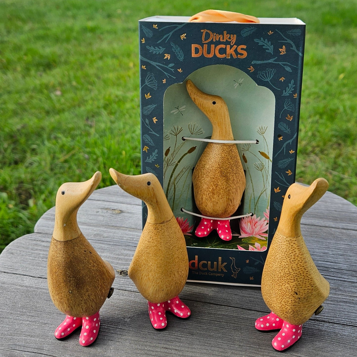 Små ankor i bambu med rosa stövar Andrasortering - Naturboden