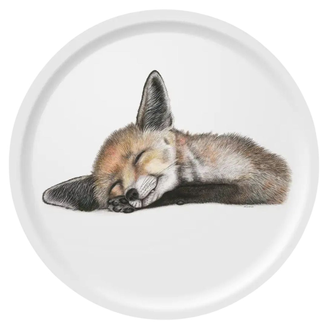 Rund bricka med räven Felix 36 cm - Naturboden