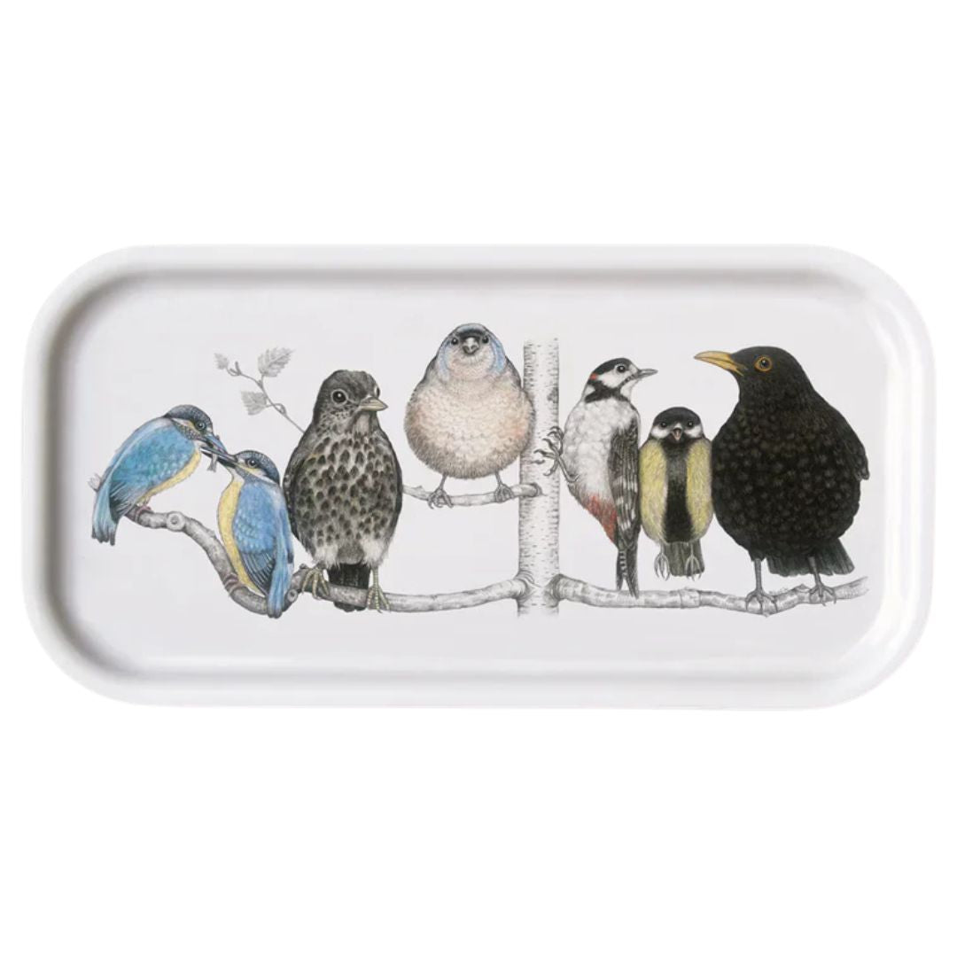 Bricka avlång med fåglar på rad - Naturboden