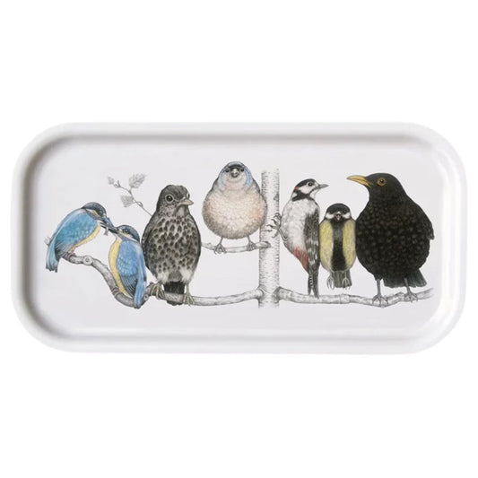 Bricka avlång med fåglar på rad - Naturboden