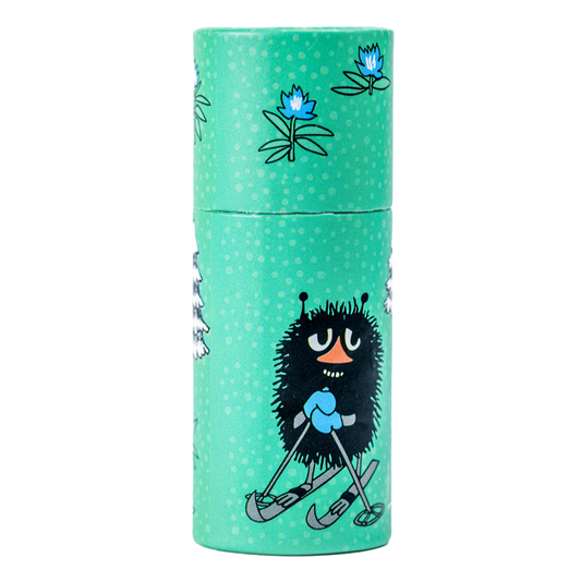 Läppcerat Moomin Mint (Grön med Stinky på skidor - Naturboden
