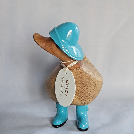 Anka i bambu med blå regnhatt och stövlar - Naturboden