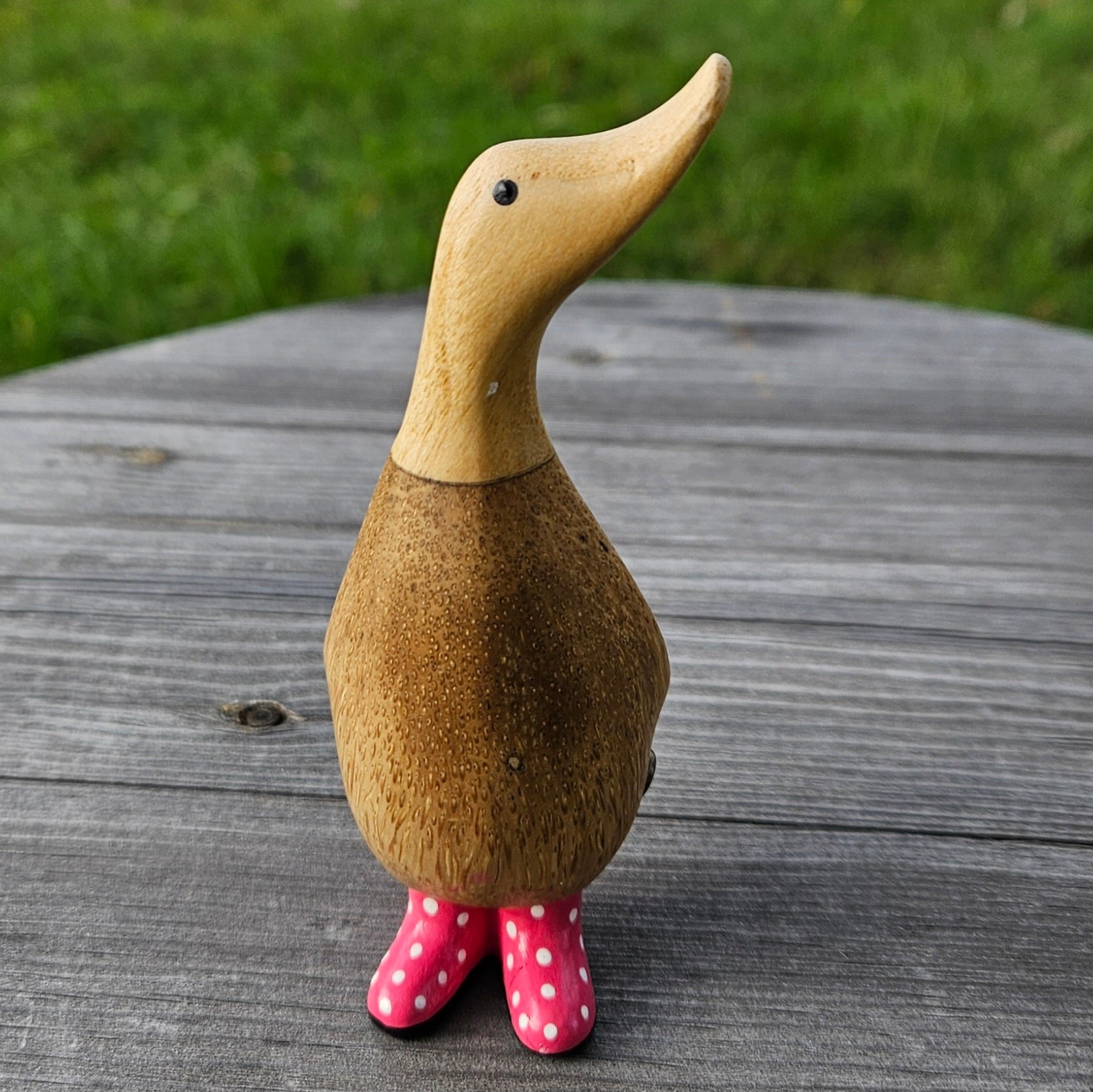 Liten anka i bambu med rosa stövlar med vita prickar Rosa 1 Andrasortering - Naturboden