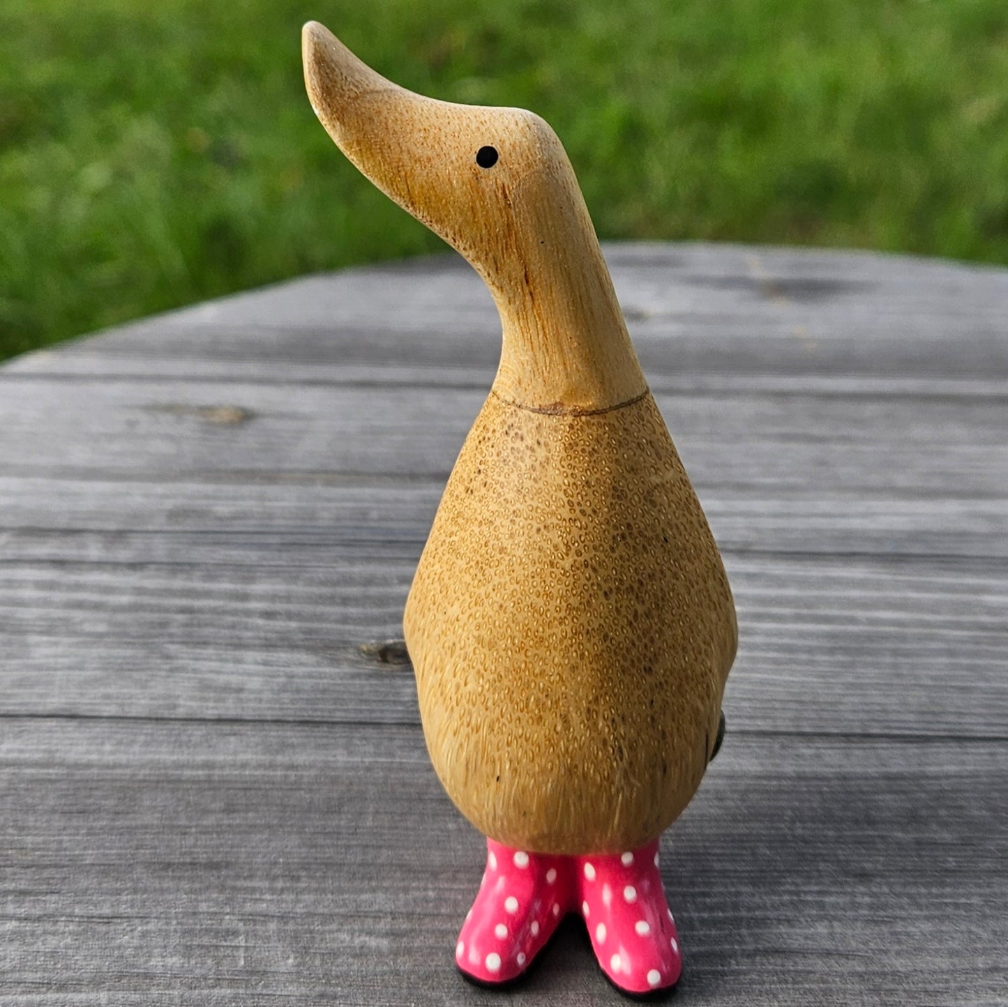 Liten anka i bambu med rosa stövlar med vita prickar Rosa 2 Andrasortering - Naturboden