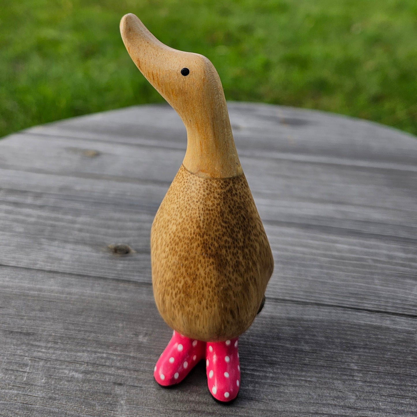 Liten anka i bambu med rosa stövlar med vita prickar Rosa 4 Andrasortering - Naturboden