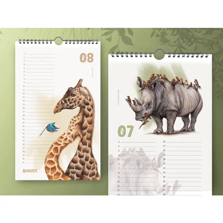 Födelsedagskalender augusti giraff juli noshörning- Naturboden