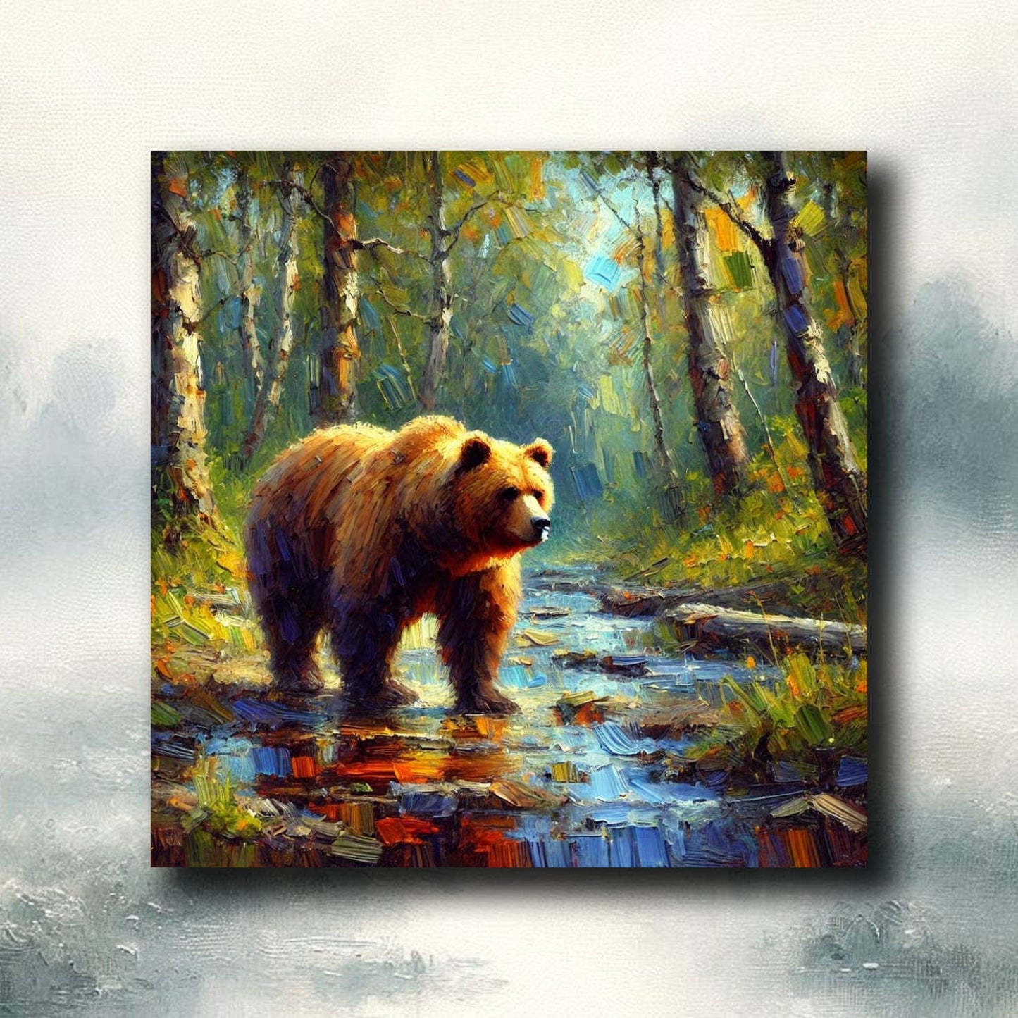 Kylskåpsmagnet med en björn i skogen - Naturboden