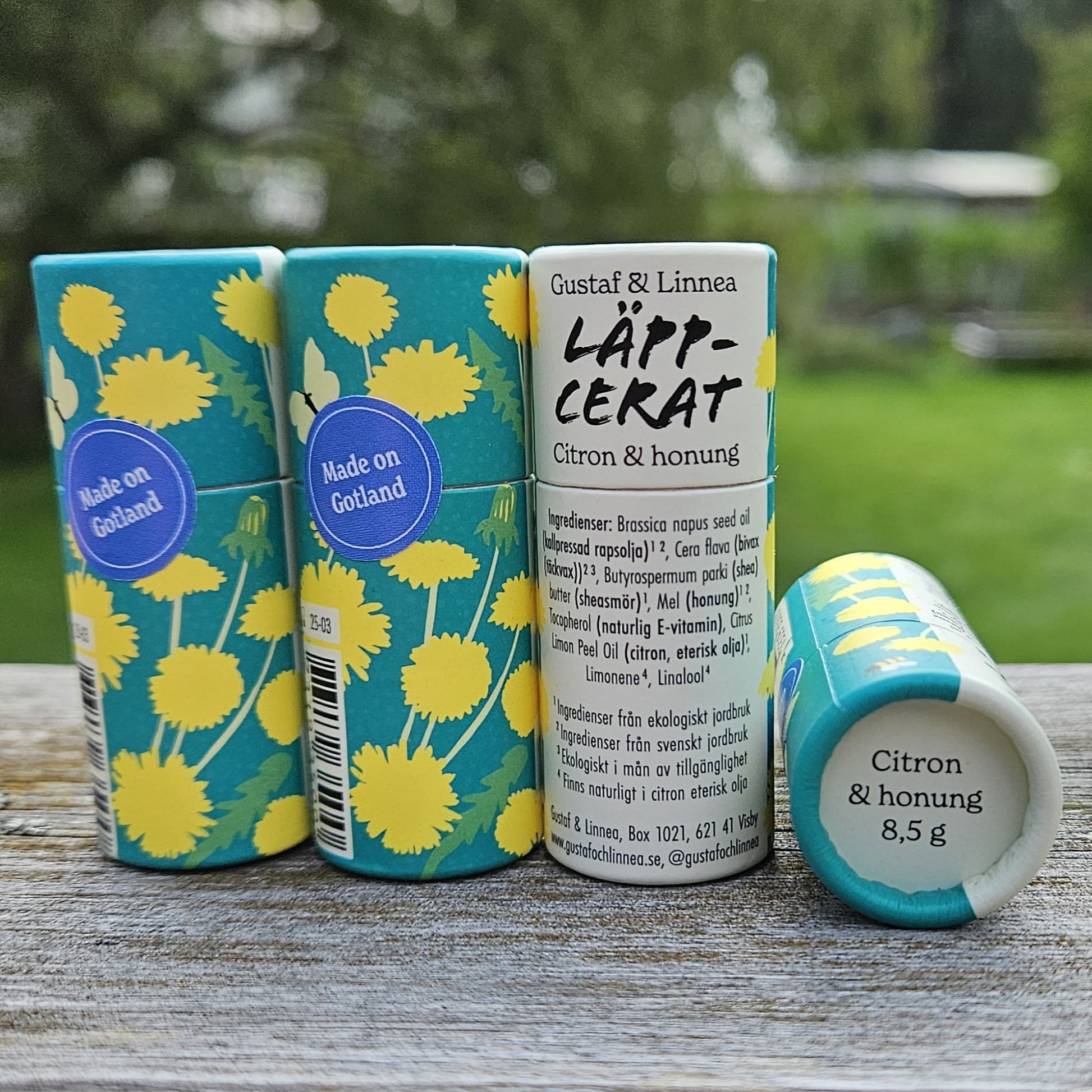 Läppcerat Citron & honung motiv maskros - Naturboden