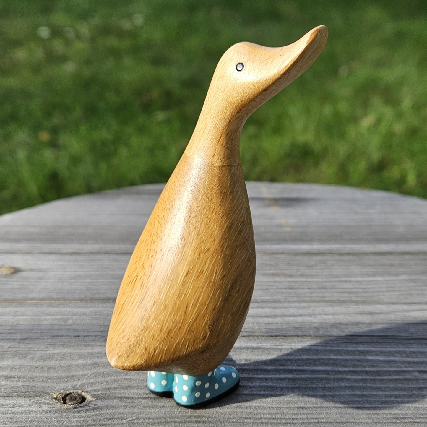 Dinky duck med blå, prickiga stövlar - Naturboden