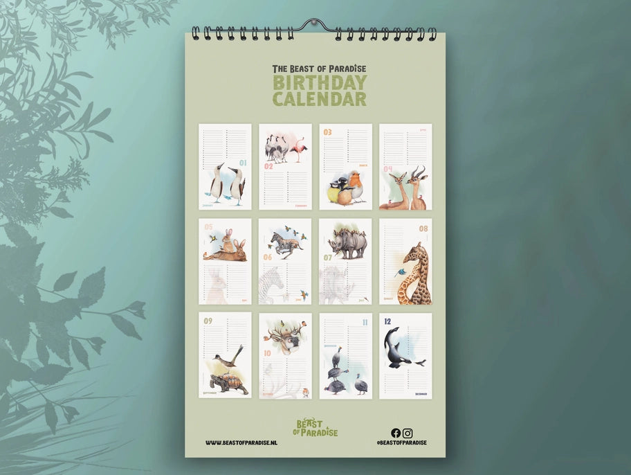 Födelsedagskalender baksida alla månader - Naturboden