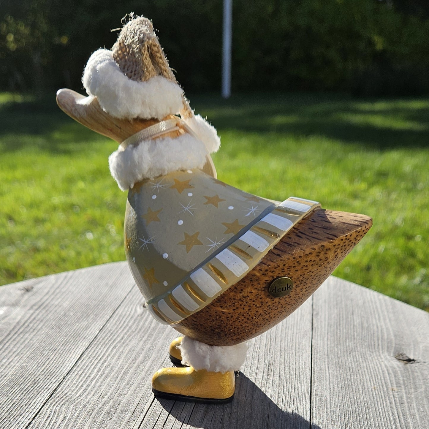 Bambuanka jul från sidan, beige, guld och vit klädsel - Naturboden