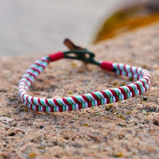 Jularmband CleanSea polka (vit/mint/röd) - Naturboden 