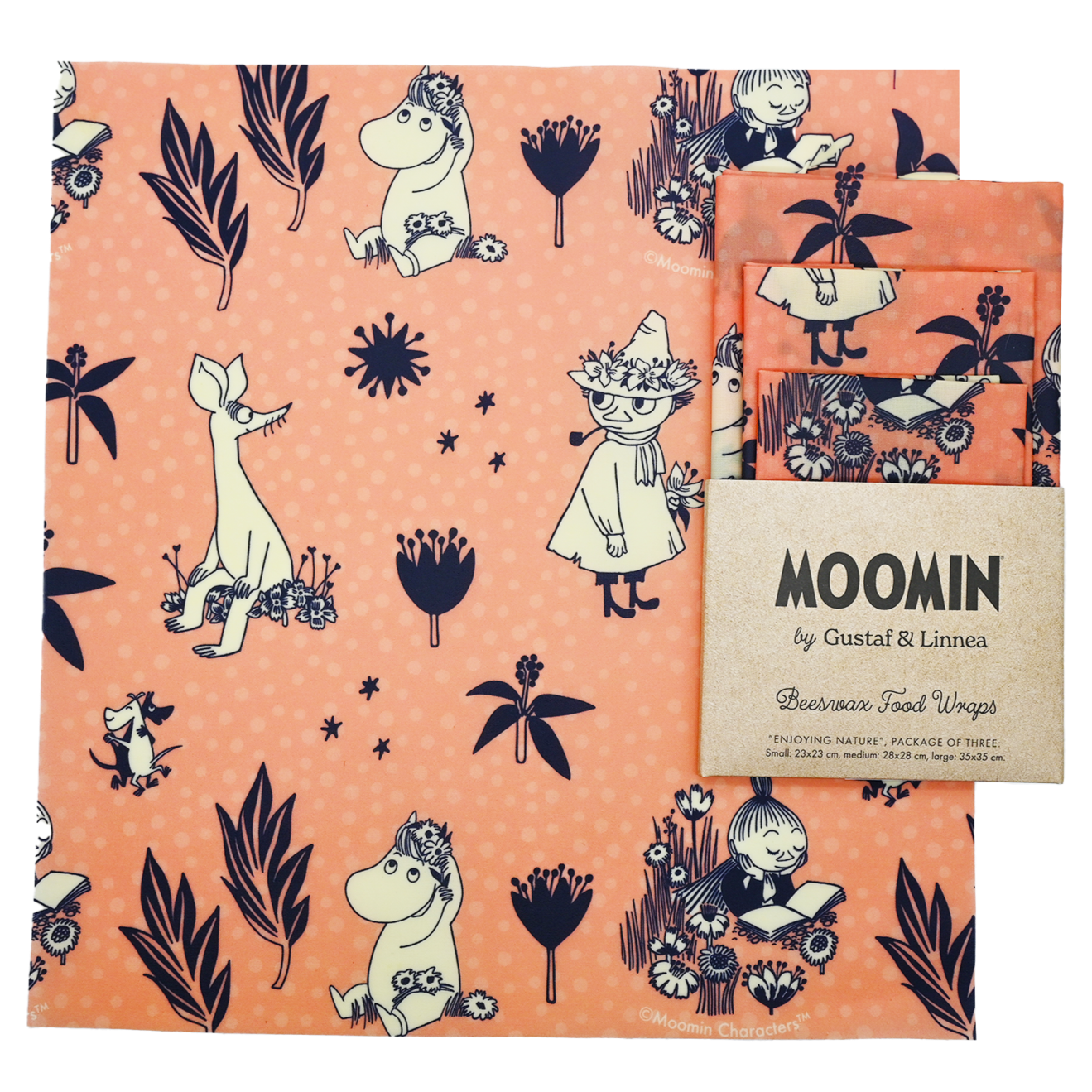 Bivaxdukar 3-p Moomin "Enjoying nature" - Naturboden