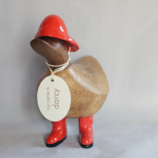 Anka i bambu Darcy röd hatt och stövlar - Naturboden